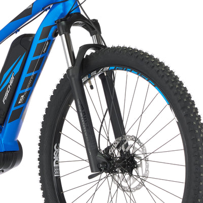 FISCHER E-Mountainbike MONTIS EM 1862 Elektrofahrrad für Damen und Herren, RH 48 cm, Mittelmotor 80 Nm, 48 V Akku, brilliantblau matt, 48cm-557Wh