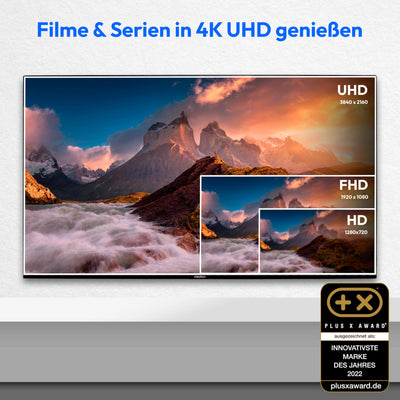 MEDION X15574 (MD 30987) 138,8 cm (55 Zoll) QLED Fernseher (Smart TV, 4K, Dolby Vision HDR, Dolby Atmos, Subwoofer, Netflix, Prime Video, PVR, Bluetooth, MEMC, Micro Dimming)