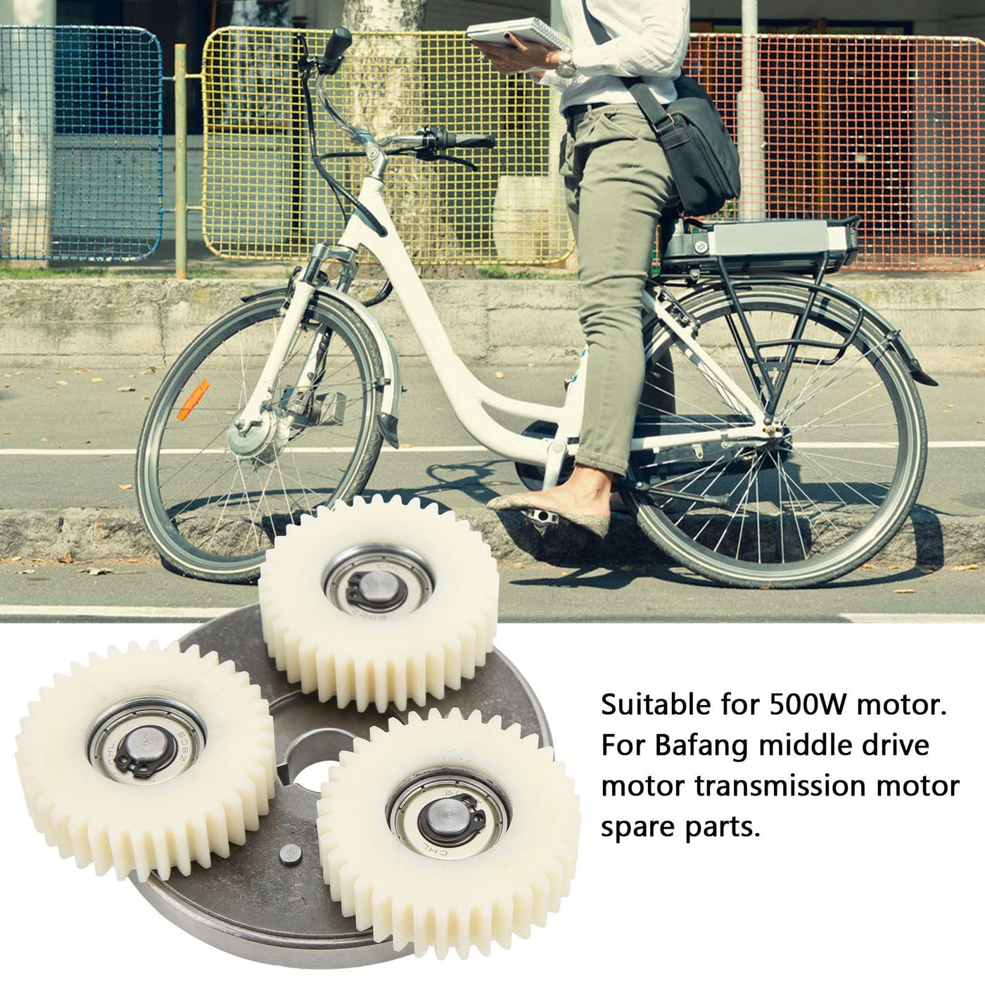 E-Bike-Motor-Getriebe-Kupplungs-Set, 36 Zähne, Nylon-Zahnrad mit Lager und 88 Mm Kupplung für Elektrofahrrad 500 W–750 W, 6 Zähne E-Bike-Radnabenmotor, Planetengetriebe