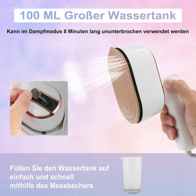 Dampfbügeleisen, 1000W Reise Steamer Dampfglätter, 15 Sekunden Schnelles Aufheizen Reisebügeleisen Mini, 180° Faltbares Tragbares Klein Bügeleisen Dampf für Zuhause und Reisegebrauch