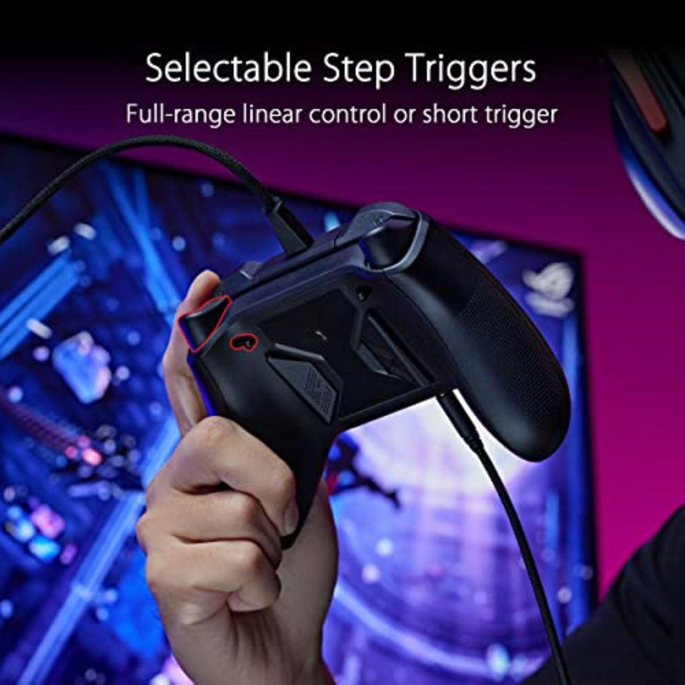 ASUS ROG Raikiri PC Controller (einstellbare Trigger und Joystick-Empfindlichkeit, Tasten auf der Rückseite, Aura RGB Beleuchtung, ESS DAC, 3,5-mm Kopfhörerbuchse, Stummschalttaste, PC, Laptop, Xbox)