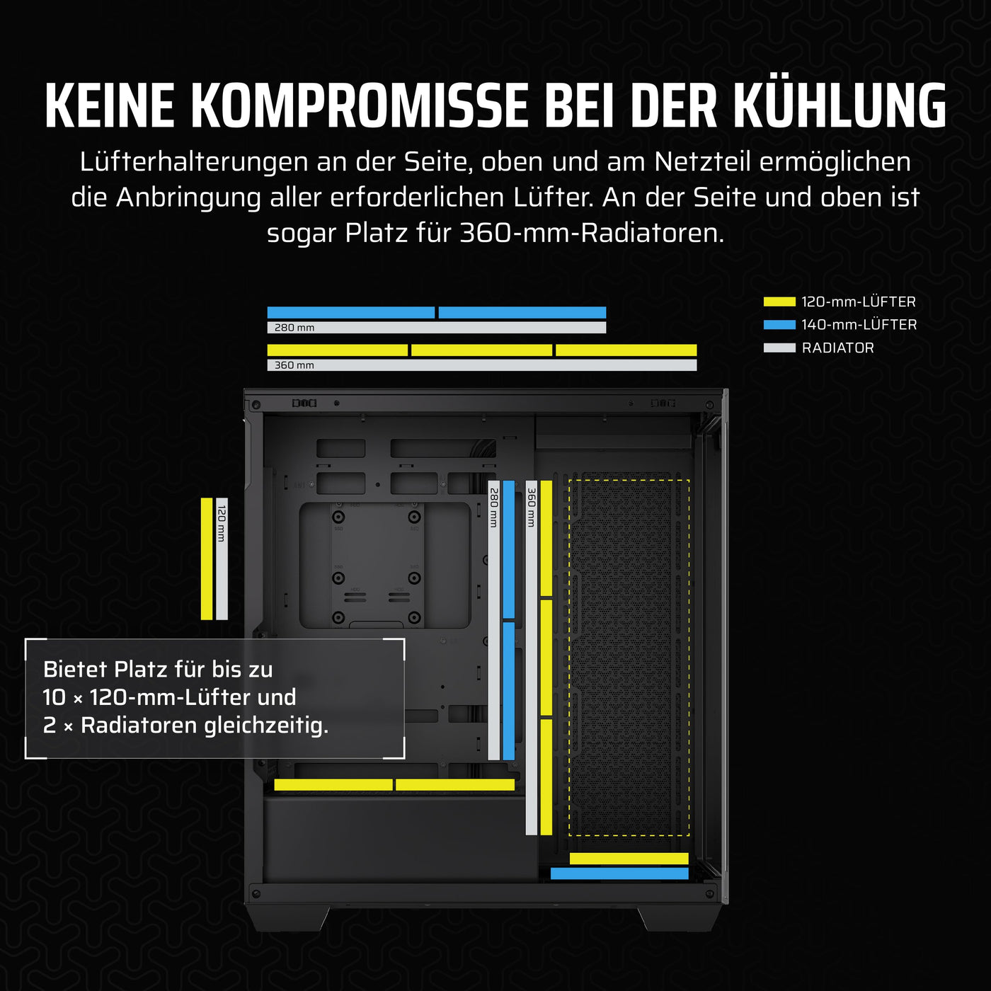 CORSAIR 3500X Mid-Tower ATX PC-Gehäuse - Gehärtetes Panorama-Glas - Umgekehrte Verbindung Motherboard-Kompatibel - Keine Lüfter Enthalten - Schwarz