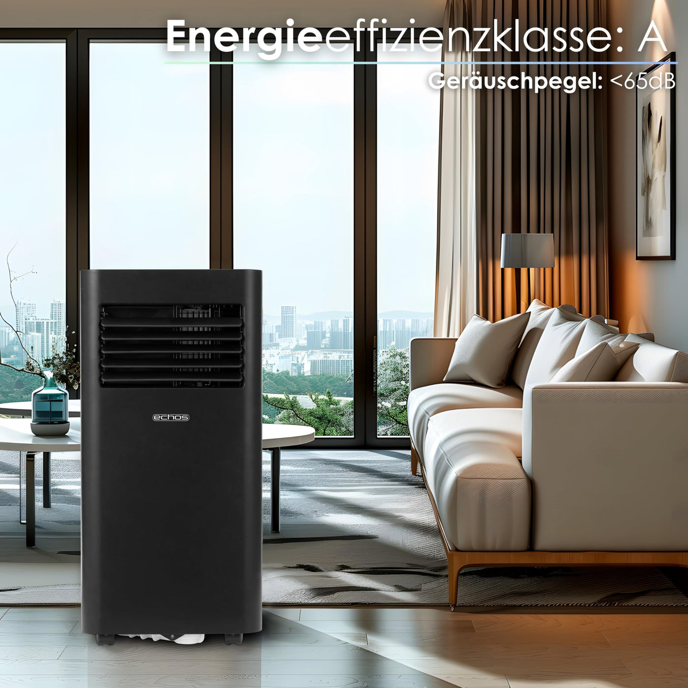 Echos Klimaanlage 3in1 WIFI mobil Fensterabdichtung mit Abluftschlauch 24h Timer Fernbedienung 9000 BTU 3 Modi Aircooler Klimagerät mobile Klimaanlage Air Cooler Klima Anlage Air Conditioner