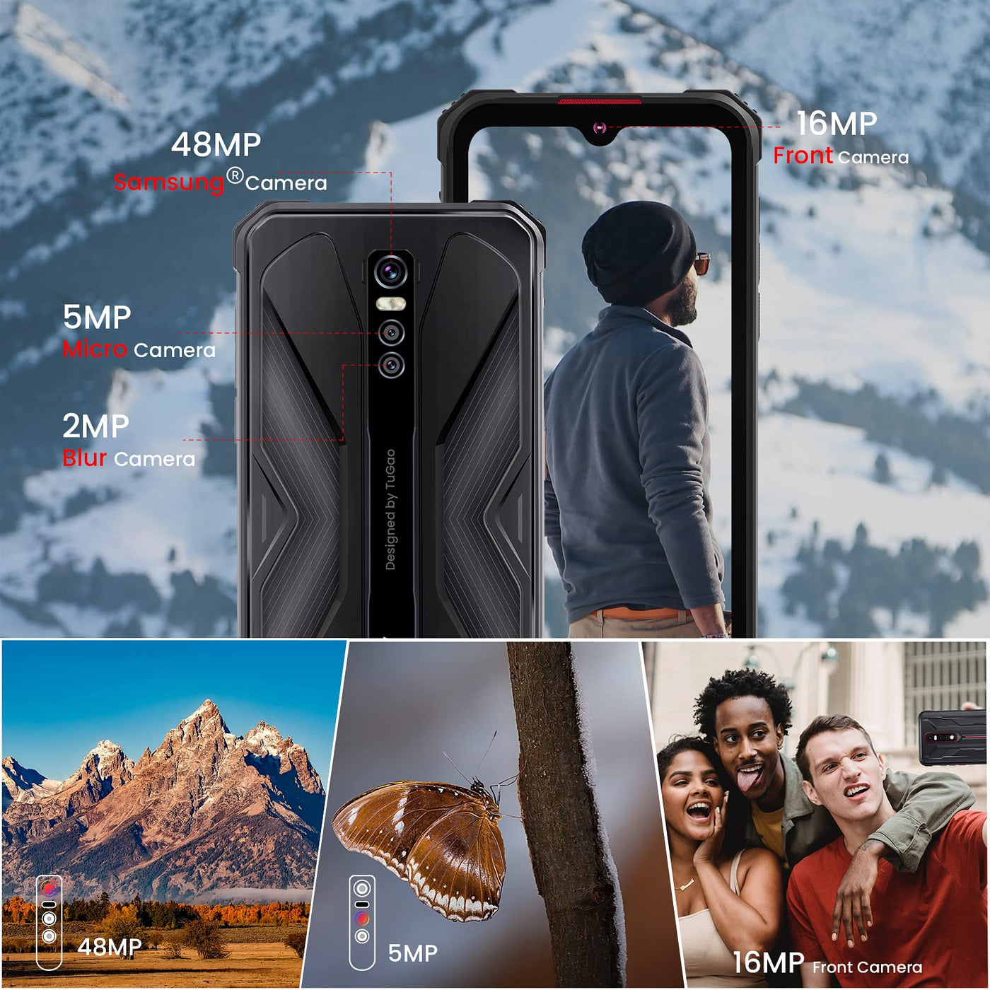 HOTWAV Cyber 9 Pro Outdoor Smartphone ohne Vertrag, 8G+128GB Android 11 IP68/IP69K Wasserdichter Robustes Handy,7500mAh Akku,6.3 Zoll 48MP Triple Kamera 4G Smartphone (Grau)