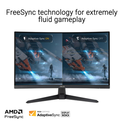 ASUS TUF Gaming VG27VQ3B - 27 Zoll Full HD Curved Monitor - 180 Hz, 1ms GtG, FreeSync, AdaptiveSync, ELMB Sync - Fast-VA Panel, 16:9, 1920x1080, DisplayPort, HDMI, Speaker