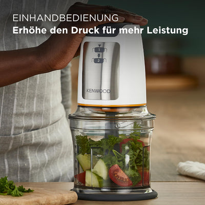 Kenwood Easy Chop CHP61.100WH Zerkleinerer, elektrischer Mini Universalzerkleinerer mit 2 Geschwindigkeitsstufen, 0,5 l Arbeitsbehälter, 500 Watt, Weiß