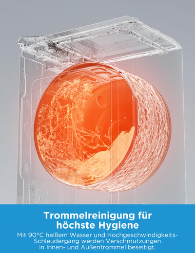 Midea Toplader Waschmaschine MF10ET70B / 7KG / A / 1200 U/min/BLDC Inverter Mortor/Dampffunktion/SoftOpener/XL Türöffnung/Kurz 15'&45' / Mehrere Temperaturoptionen/AquaStop, Weiß