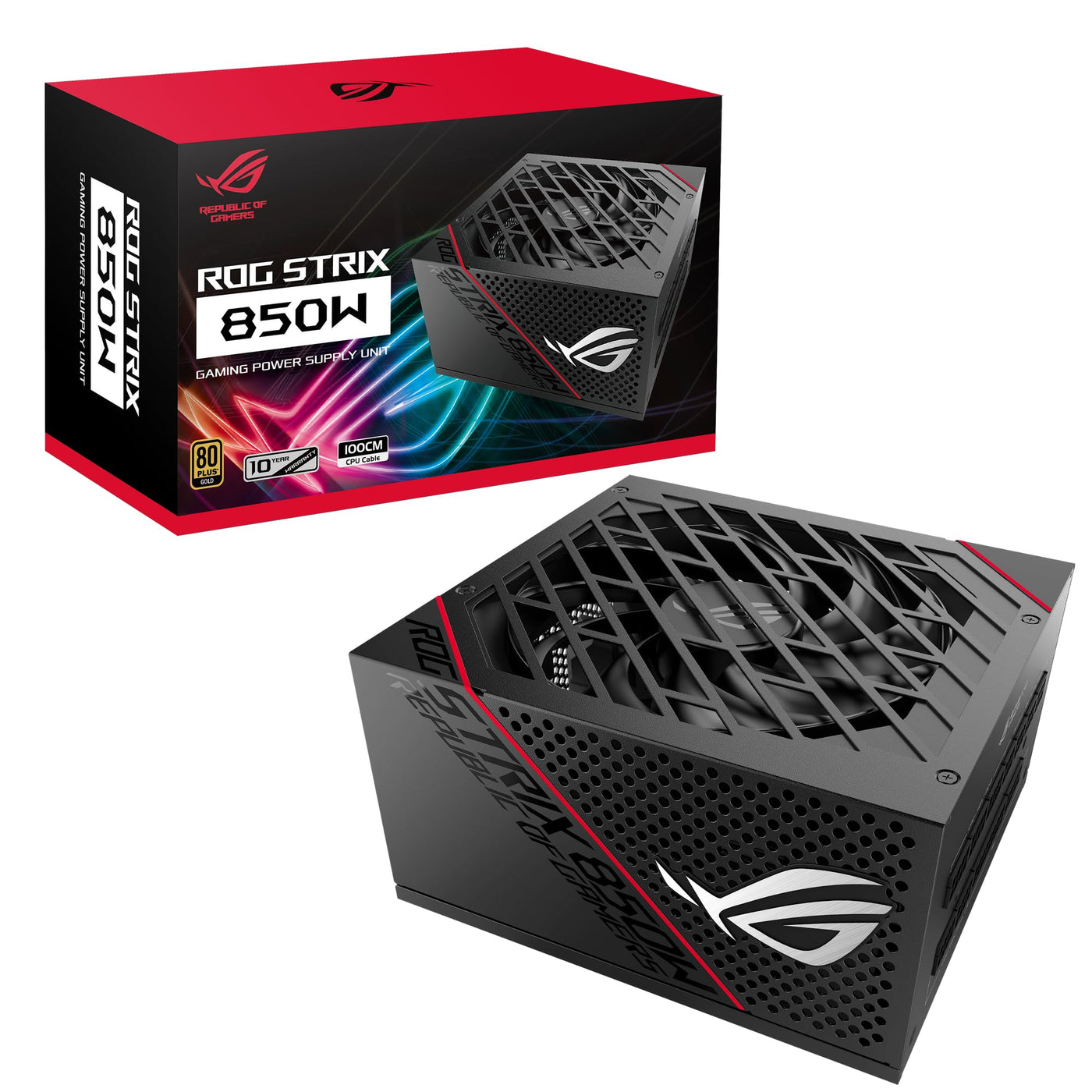 ASUS ROG Strix 850G Netzteil (850 Watt, 80 Plus Gold, 0dB-Kühlung) schwarz