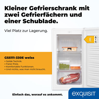 Exquisit Gefrierschrank, 4-Sterne-Gefrieren, Gefrierschrank klein, 63 Liter, kompakt, Tiefkühlschrank, GS5111-330E weiss