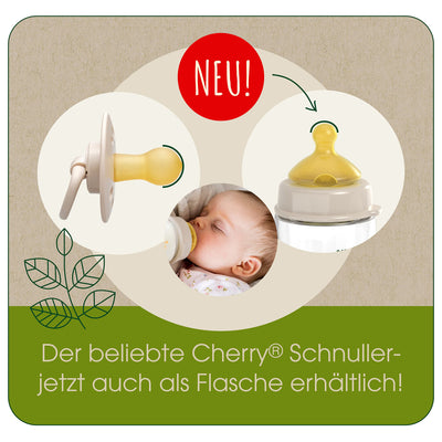 nip Cherry Schnuller, flacher Sauger in Kirschform aus Naturkautschuk, stillfreundlich, BPA-frei, nachhaltig, 0-6 Monate, 4 St., hellgrün/grün/beige