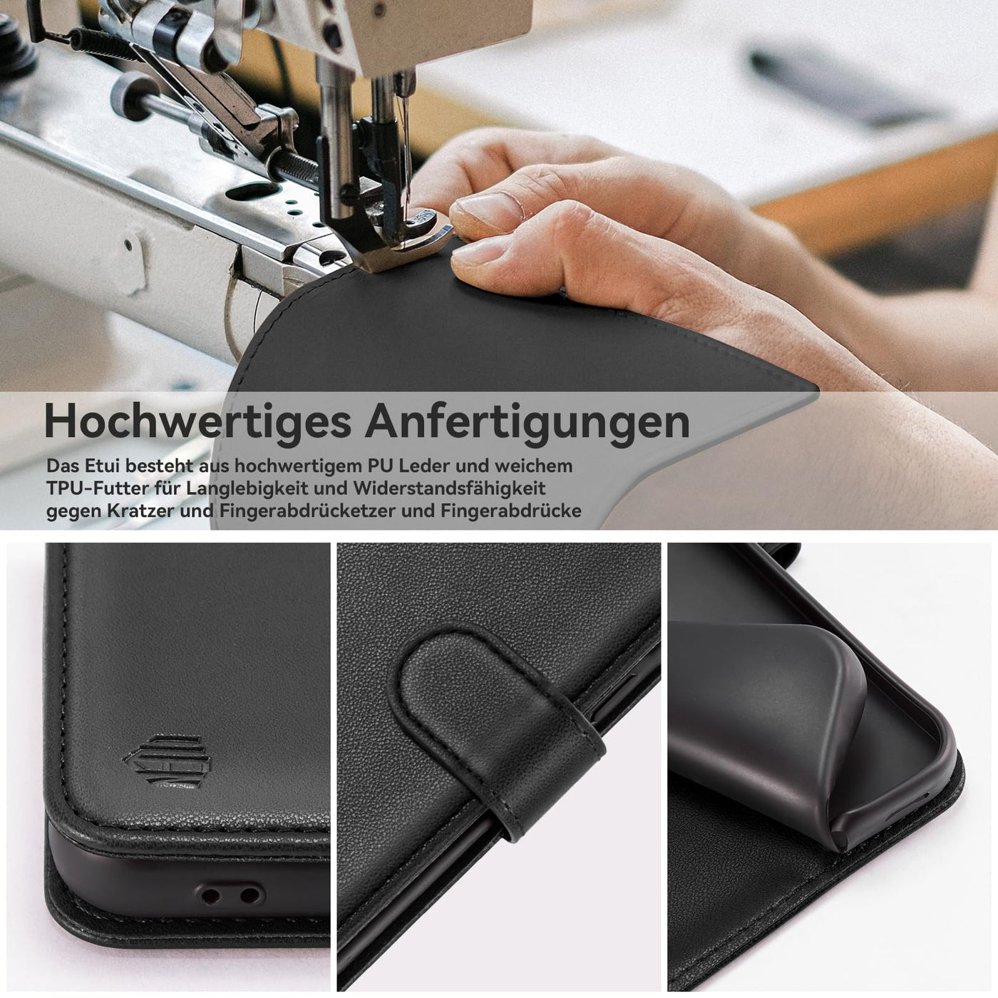 ivencase Handyhülle Kompatibel mit Samsung Galaxy S24 FE Hülle und Schutzfolie, Premium PU Schutzhülle [RFID-Blockierung] [Kartenfach] [Magnetverschluss] [Standfunktion] Flip Wallet Case, Schwarz