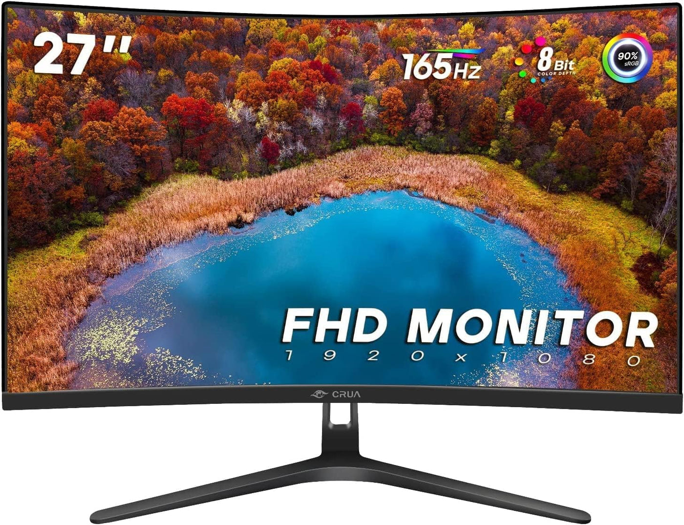 CRUA Curved Gaming-Monitor 27 Zoll 180Hz, FHD 1080P 1800R PC-Monitor, 1 ms GTG mit FreeSync, geringe Bewegungsunschärfe, Augenschutz, VESA, DisplayPort, HDMI, schwarz