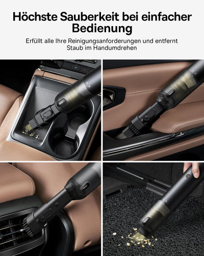 Baseus A3 Lite Handstaubsauger Akku Auto, 12000pa Autostaubsauger mit USB-C Schnellladung, Auto Staubsauger Kabellos mit Single-Touch-Leer, Mini-Staubbrecher für Auto, Tierhaare, Haus