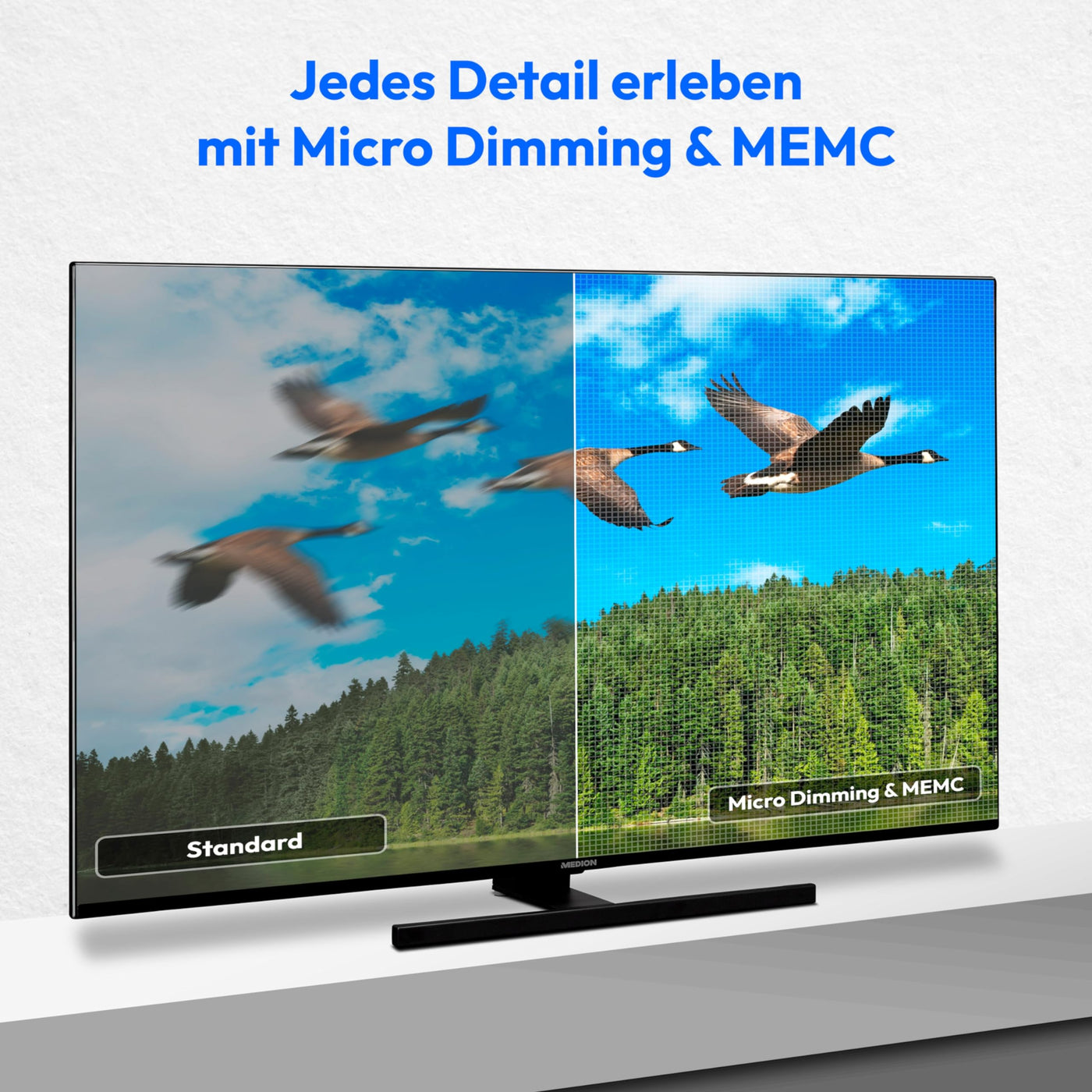 MEDION X15574 (MD 30987) 138,8 cm (55 Zoll) QLED Fernseher (Smart TV, 4K, Dolby Vision HDR, Dolby Atmos, Subwoofer, Netflix, Prime Video, PVR, Bluetooth, MEMC, Micro Dimming)