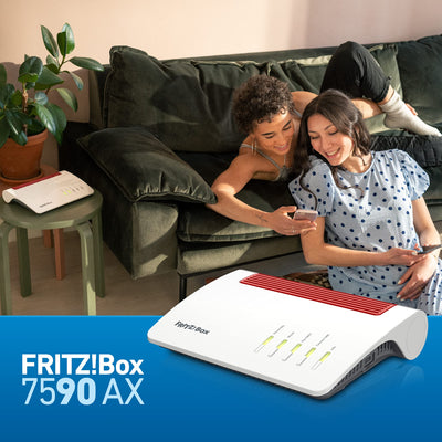 AVM FRITZ!Box 7590 AX (Wi-Fi 6 DSL-Router mit 2.400 MBit/s (5GHz) & 1.200 MBit/s (2,4 GHz),bis zu 300 MBit/s mit VDSL-Supervectoring 35b,WLAN Mesh,DECT-Basis,deutschsprachige Version)