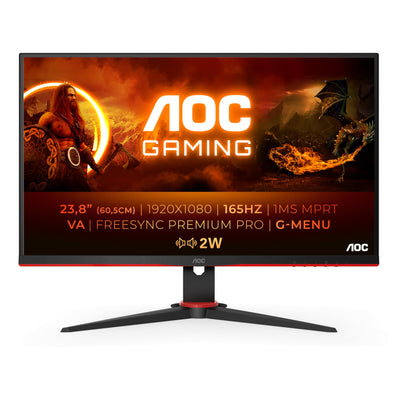 AOC Gaming 24G2SAE - 24 Zoll FHD Monitor, 165 Hz, 1ms, FreeSync Premium (1920x1080, VGA, HDMI, DisplayPort) schwarz/rot