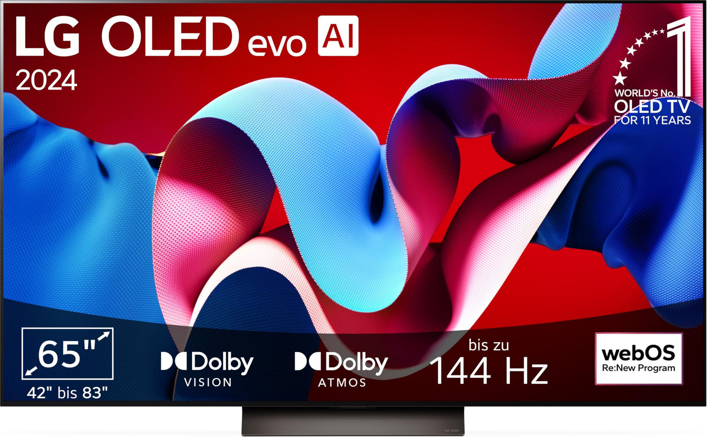 LG OLED65C47LA TV 65" (165 cm) OLED evo Fernseher (α9 Gen7 4K AI-Prozessor, webOS 24, Dolby Vision, bis zu 120Hz) [Modelljahr 2024]