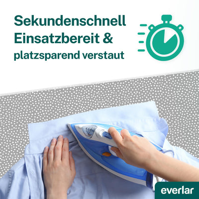 everlar® Bügeldecke I Qualität Made in Germany I Tisch Bügelmatte zum bequemen Bügeln zu Hause & unterwegs I 100 x 65cm I Bügelunterlage I Hitzebeständig I Obermaterial 100% Baumwolle