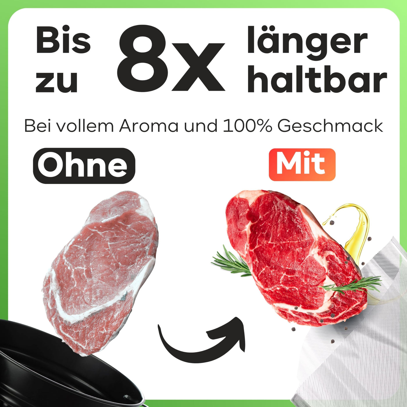 ProfiCook® Vakuumierer | Vakuumiergerät inkl. 18 Beutel | Sous Vide und Vakuum-Garen | stabile Schweißnaht | Folienschweißgerät m. 12 l/Min Saugleistung | Lebensmittel 8x länger Frisch | PC-VK 1080