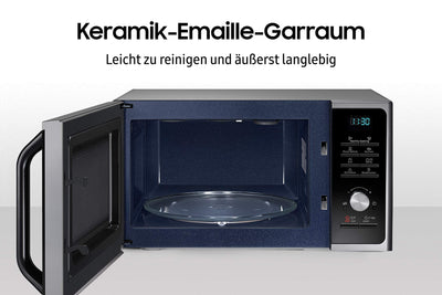 Samsung MG2BF303TCS/EG Mikrowelle mit Grill, 900 W, 28 ℓ Garraum (Extra groß), 51,7 cm Breite, Power Defrost, 26 Automatikprogramme, Silber