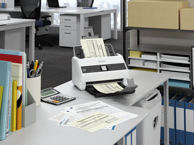 Epson Workforce DS-730N Standalone-Netzwerkscanner mit Einzelblatteinzug und Ethernet-Netzwerk, zuverlässiger DIN A4 Dokumentenscanner mit hoher Scangeschwindigkeit, ideal fürs Büro, weiß