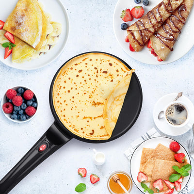 SNAILAR Crepes Maker, Elektrischer CrêpeMaker mit Griff, Antihaftbeschichtung, Heizfläche mit Ø 20 cm, 800W, Automatische Temperaturkontrolle, Einfache Bedienung, Für Crepes, Pancakes und Taccos.