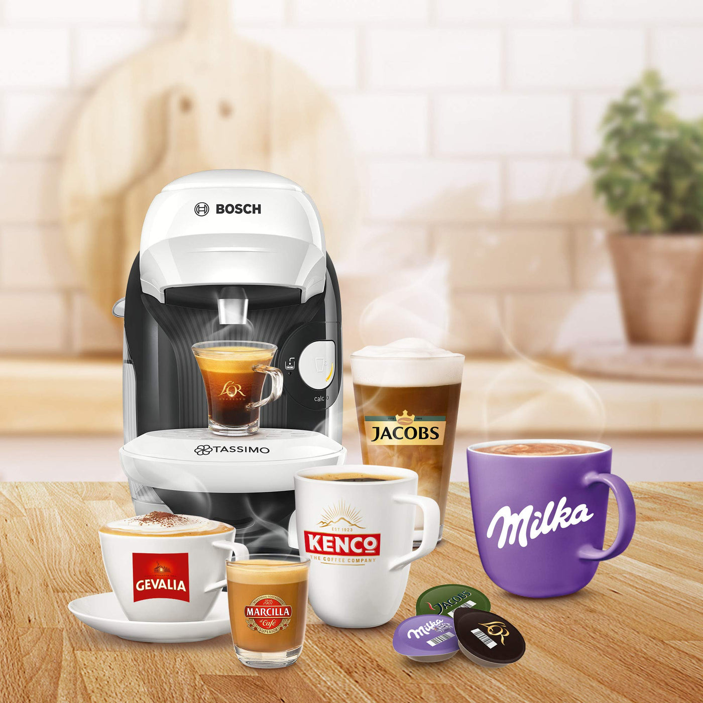 Bosch Hausgeräte Tassimo Style Kapselmaschine TAS1104 Kaffeemaschine, 70 Getränke, Vollautomatisch, Geeignet für alle Tassen, Platzsparend, Weiß/Antharzit, 1400 W