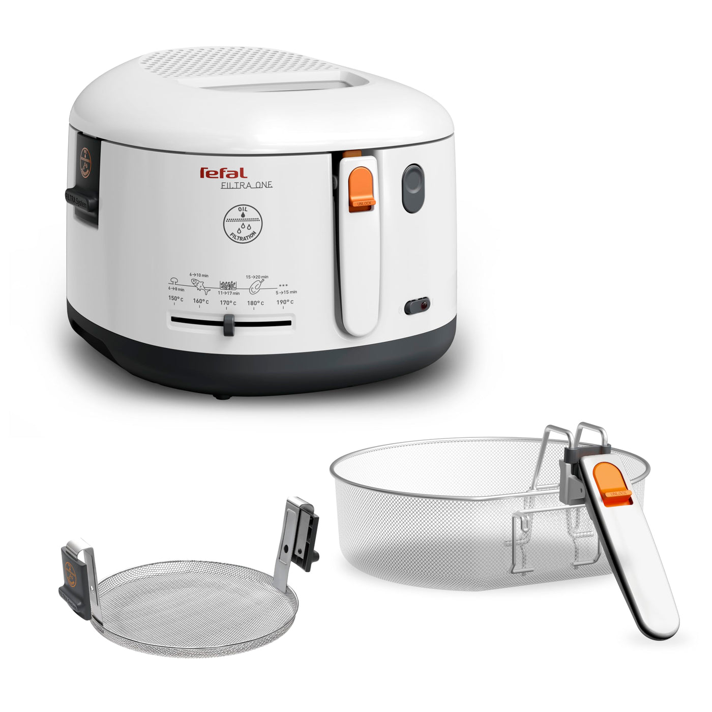 Tefal FF1631 Fritteuse Filtra One | 1.900 W | Kapazität 1,2 Kg | Clean-Oil-System | Auffangsieb für Frittierreste | Wärmeisoliert | Spülmaschinenfest Weiß