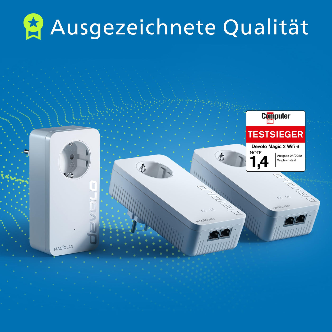 devolo Magic 2 WiFi 6 Multiroom Kit, WLAN Powerline Adapter, bis zu 2.400 Mbit/s, Mesh WLAN Steckdose, 2x Gigabit LAN, Access Point, dLAN 2.0, weiß