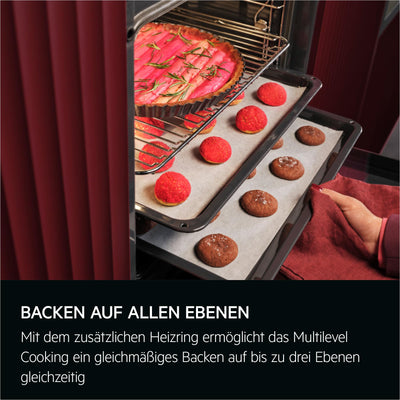 AEG Einbaubackofen – Serie 5 Ringheißluft: Gleichmäßige Garergebnisse auf 3 Ebenen – Pyrolyse Selbstreinigung – 45 Automatikprogramme – LED-Touchdisplay – Schnellaufheizung – Edelstahl / OU5PB40ZSM