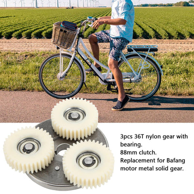 E-Bike-Motor-Getriebe-Kupplungs-Set, 36 Zähne, Nylon-Zahnrad mit Lager und 88 Mm Kupplung für Elektrofahrrad 500 W–750 W, 6 Zähne E-Bike-Radnabenmotor, Planetengetriebe