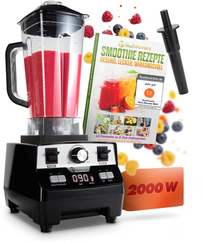 NUTRI-BLENDER MAX Hochleistungsmixer 2000W Standmixer Smoothie Hochleistung Smoothie-Maker Profi Mixer Blender - 2L Tritan, BPA-FREI, 9 Stufen, Digital-Timer Inkl. Smoothie Rezeptbuch