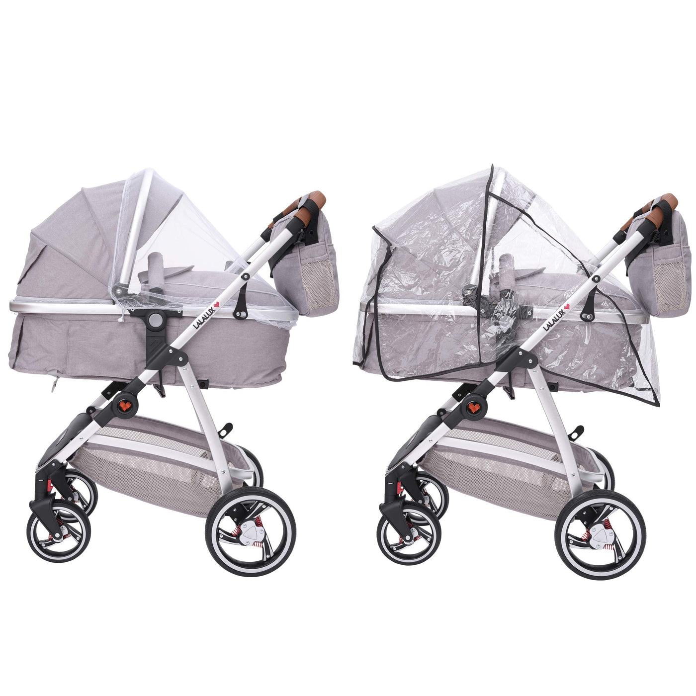 Lalalux Babyboomer leichter Kombikinderwagen Komplettset, Multifunktions-Kinderwagen, klappbar, sportlich, universell, doppelte Federung, inkl. Tasche, Regenschutz u.v.m. Für Kinder bis 36 Monate