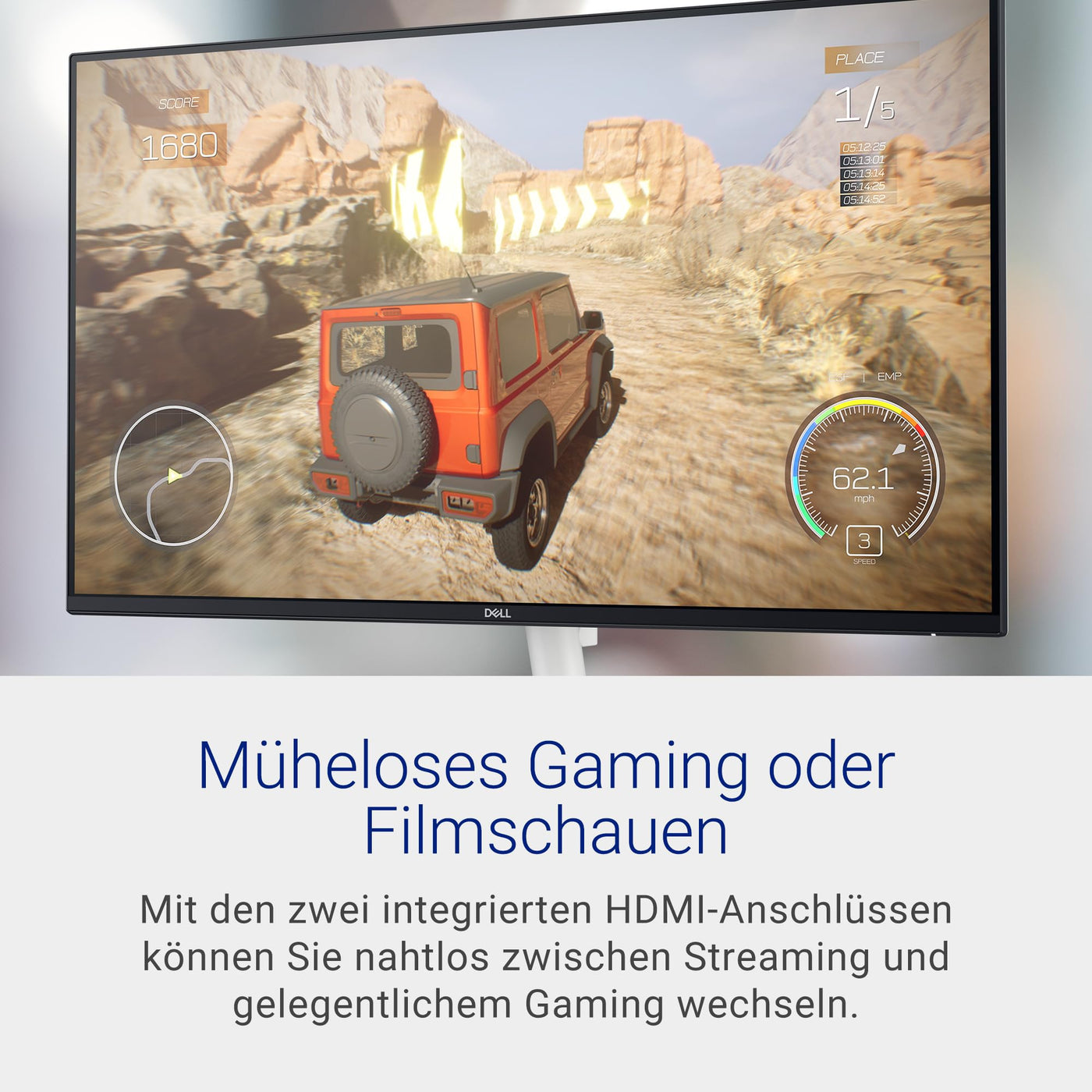 Dell S2725DS 27 Zoll QHD (2560x1440) Monitor, 100Hz, IPS, 4ms, 99% sRGB, höhenverstellbar, Eingebaute Lautsprecher, DisplayPort, 2X HDMI, 3 Jahre Garantie, Weiß