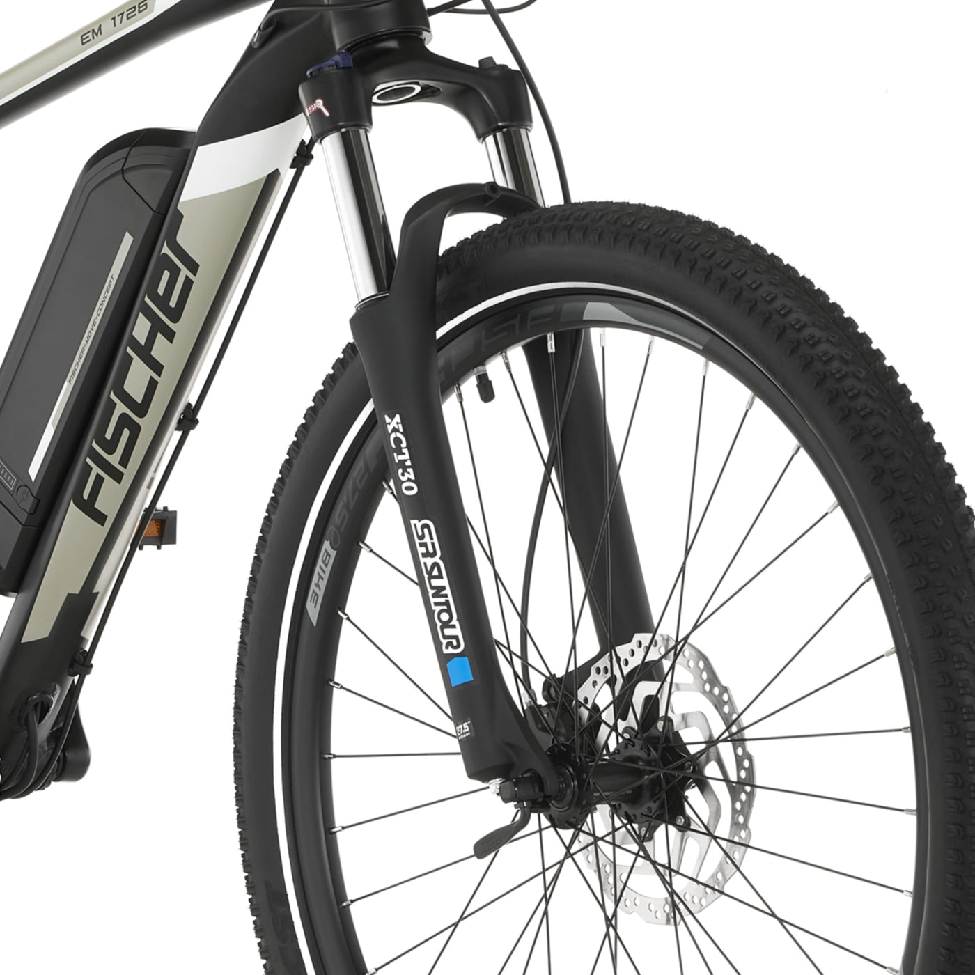 FISCHER E-Mountainbike MONTIS EM 1726, Elektrofahrrad für Damen und Herren, RH 48 cm, Heckmotor 45 Nm, 48 V Akku, Schwarz