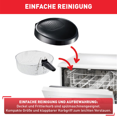 Tefal FF1078 Maxi Fry Fritteuse | Cool Wall Technologie | bis zu 1,2 kg Fassungsvermögen | einklappbarer Griff | kompakte Größe | regelbares Thermostat von 150°C bis 190°C | Schwarz