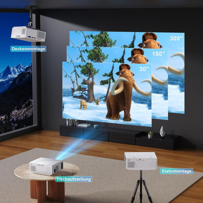 ZDK Neuer Beamer 2024 4K-Unterstützung Full HD 1080P 5G WiFi projektor mit 20000 Lumen für Heimkino kompatibel mit Smartphones/TV-Stick/PS5