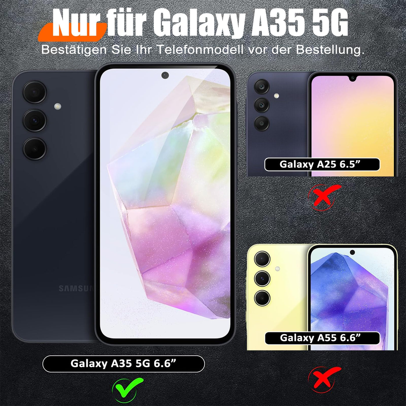 Giyer für Samsung Galaxy A35 5G Hülle mit Schutzfolie, Handyhülle A35 5G Tache mit Kameraschutz 360° Metall Ring Ständer Stoßfest Bumper Schutzhülle Samsung A35 Case Cover (Schwarz)