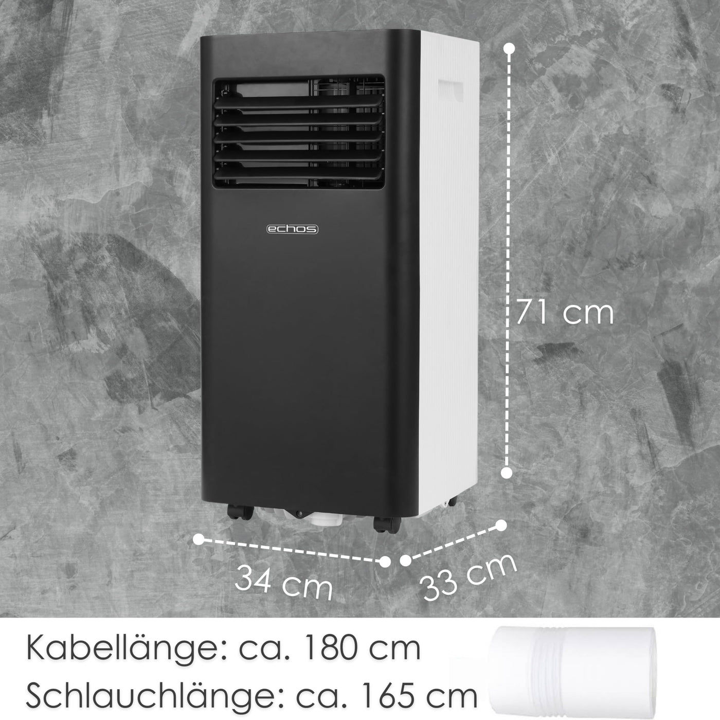 Echos Klimaanlage 3in1 WIFI mobil Fensterabdichtung mit Abluftschlauch 24h Timer Fernbedienung 9000 BTU 3 Modi Aircooler Klimagerät mobile Klimaanlage Air Cooler Klima Anlage Air Conditioner