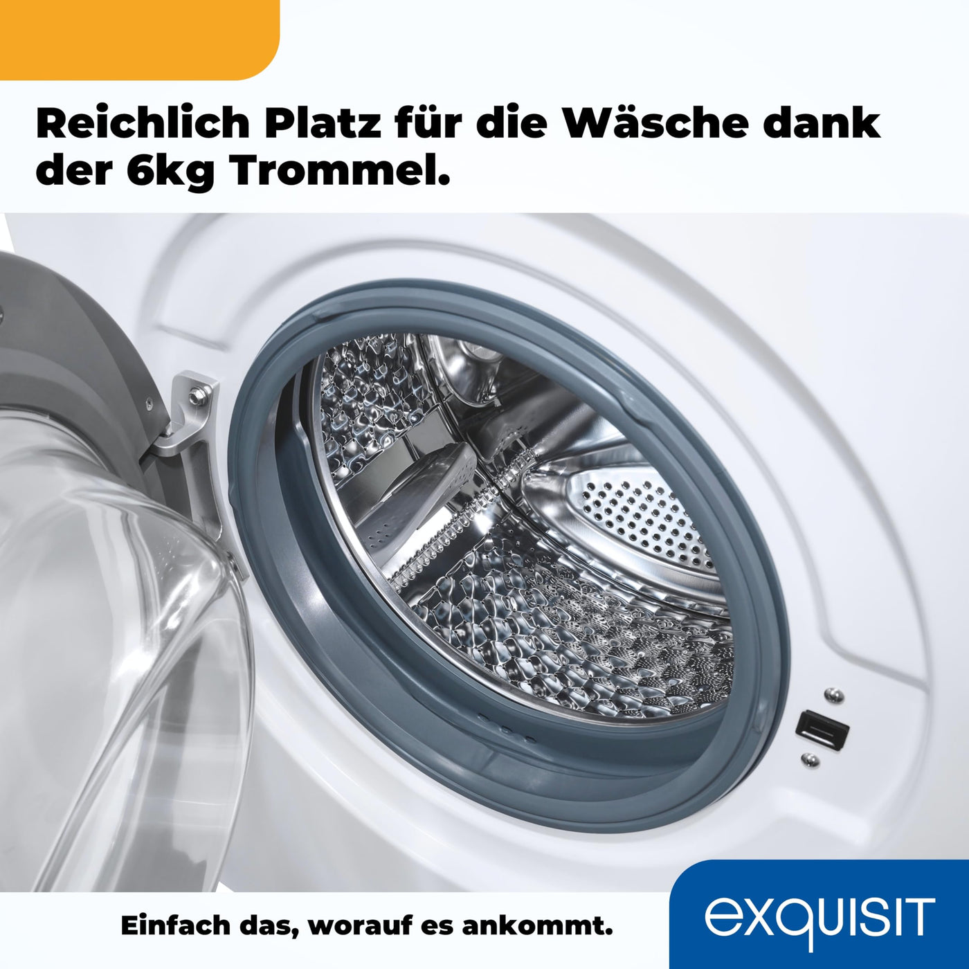 Exquisit Waschmaschine 6kg, Energieeffizienzklasse A, max. 1000 U/min, ECO 40-60, Kurzprogramm, Kindersicherung, 16 Waschprogramme, WA56110-020A weiss