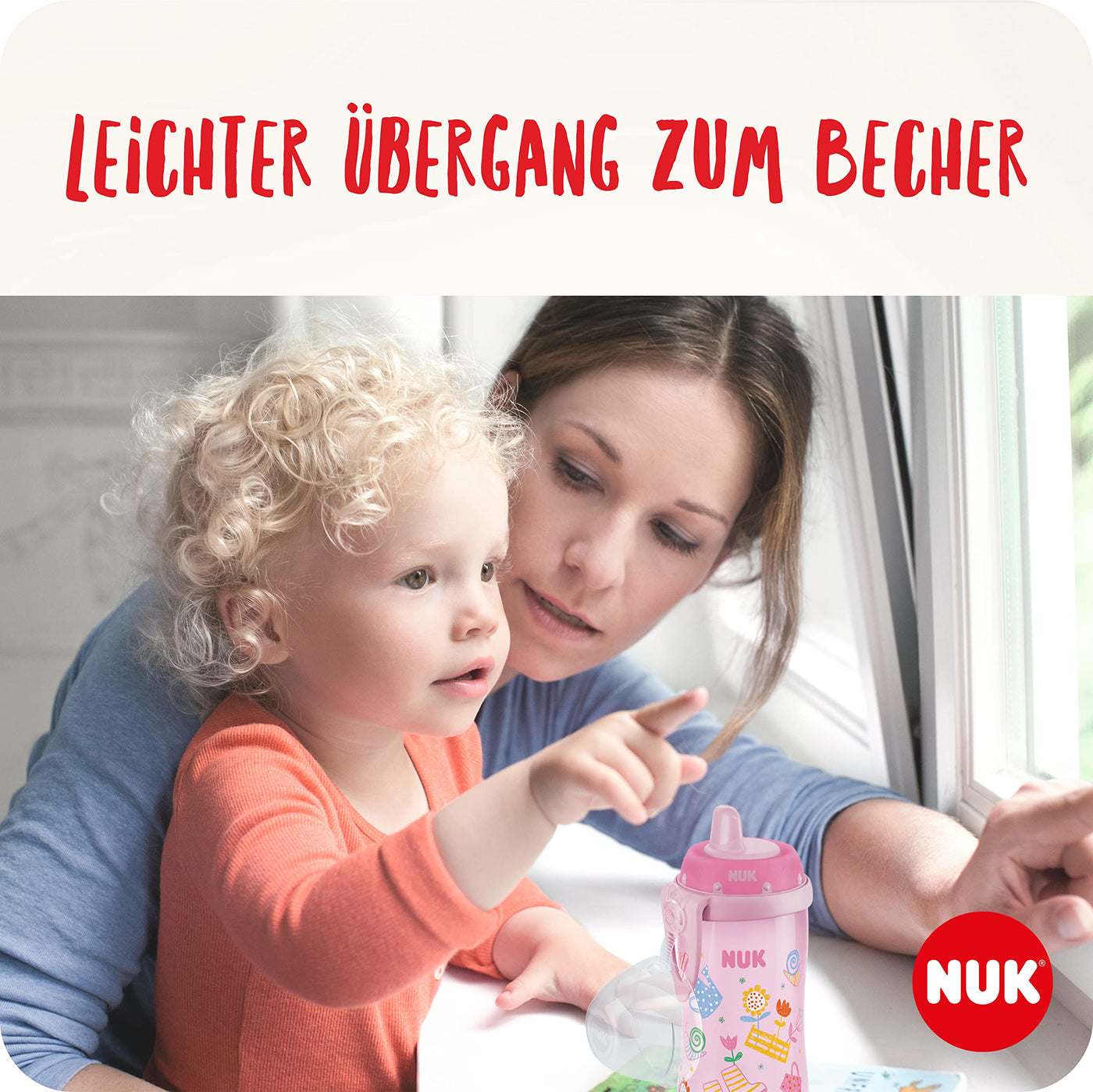 NUK Kiddy Cup Night Trinklernflasche | Schnabeltasse mit Leuchteffekt | 12+ Monate | Auslaufsicher mit harter Trinktülle | Clip und Schutzkappe | BPA-frei | 300 ml | Planeten (blau), 10255678