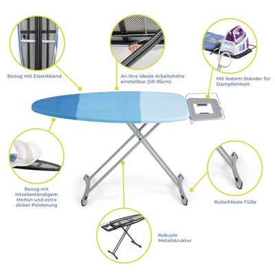 Bügelbrett für dampfbügelstation Ironing Board Groß XXL stabil bügeltisch breit Bügelbretter - 130x50 cm