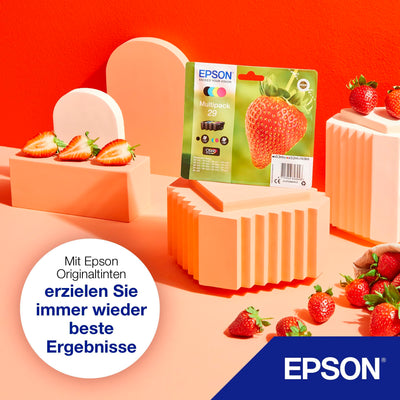 Epson Multipack 29XL Strawberry, Original XL High Yield Tintenpatronen, 4 Farben Schwarz, Cyan, Magenta, Gelb