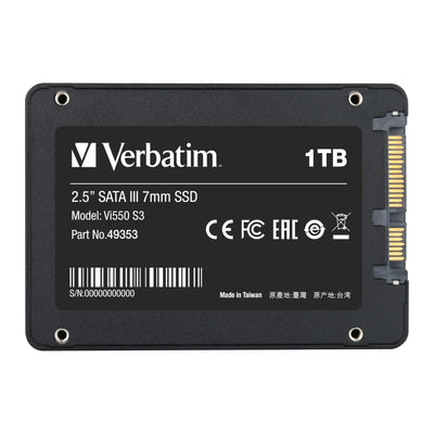 Verbatim Vi550 S3 SSD, internes SSD-Laufwerk mit 1 TB Datenspeicher, Solid State Drive mit 2,5'' SATA III Schnittstelle und 3D-NAND-Technologie, schwarz