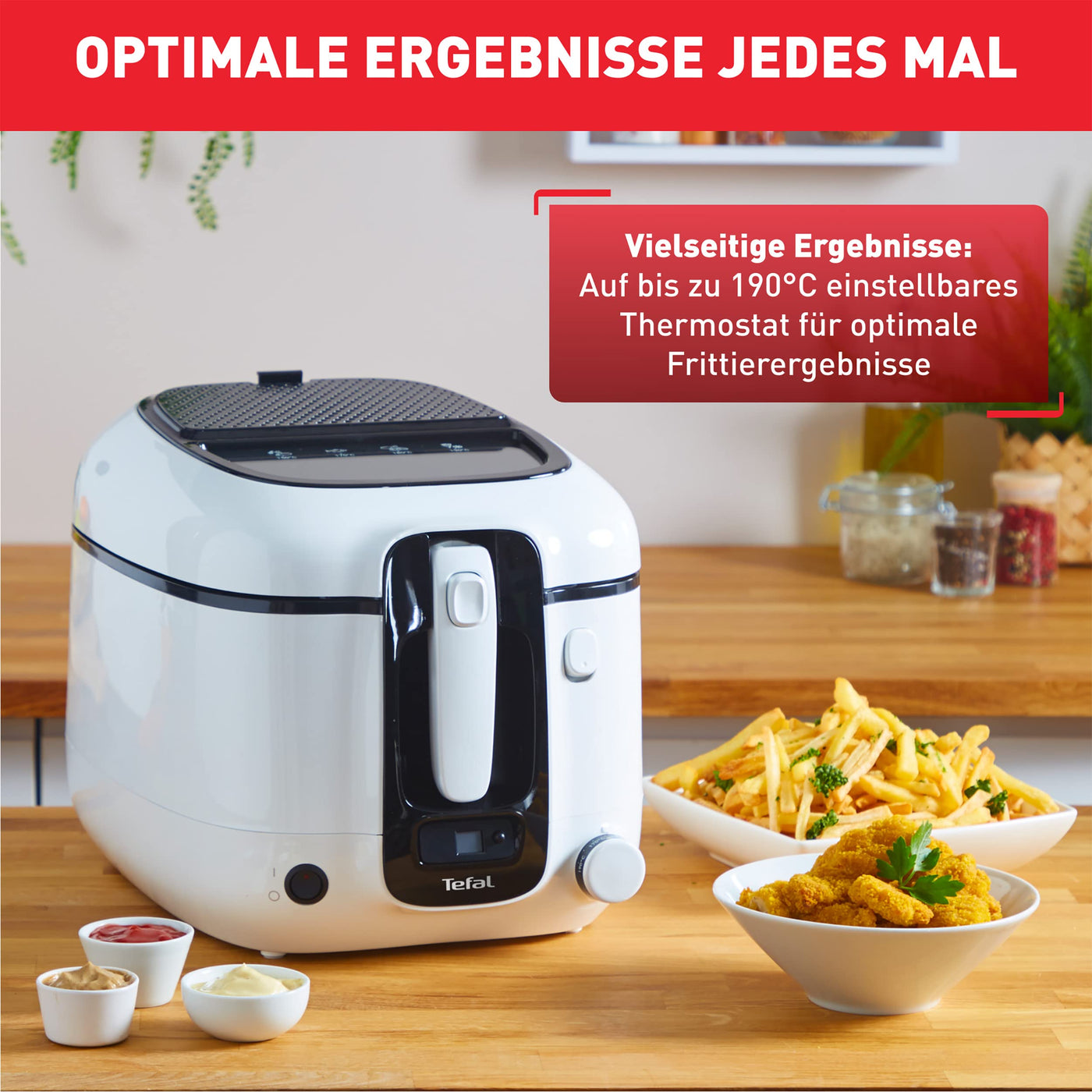 Tefal Fritteuse Super Uno FR3140 | inkl. Timer | Kapazität: 2,2 Liter | Spülmaschinengeeignete Teile | Antihaftbeschichtung | Geruchsfilter | Spritzschutz | Herausnehmbarer Behälter | Weiß/Schwarz