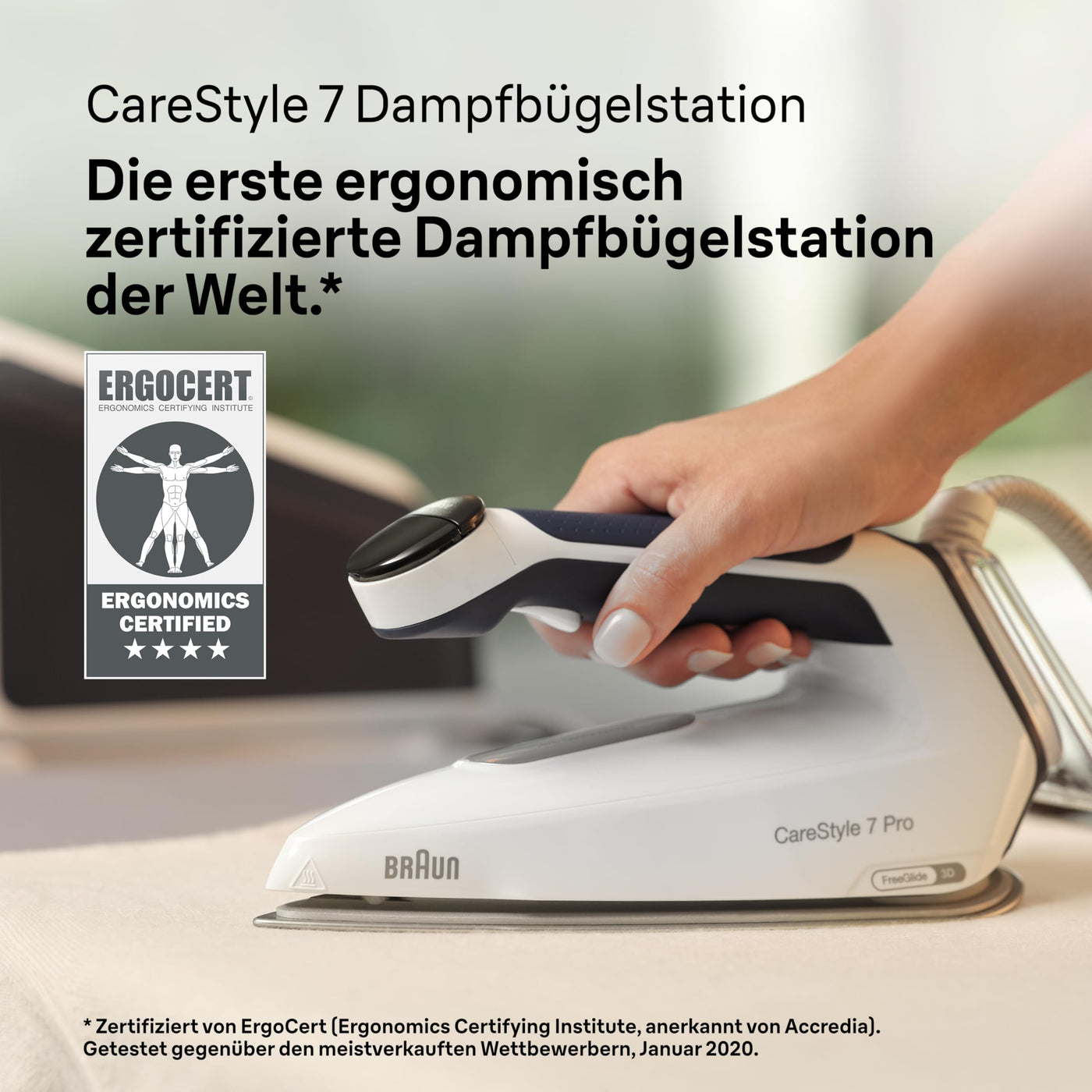 Braun CareStyle 7 Pro Dampfbügelstation IS 7282 BL – Dampfbügeleisen mit FreeGlide 3D Bügelsohle, iCare-Funktion, abnehmbarer 2 L Wassertank, Dampfstoß 600 g/min, 2700 Watt, Blau/Weiß