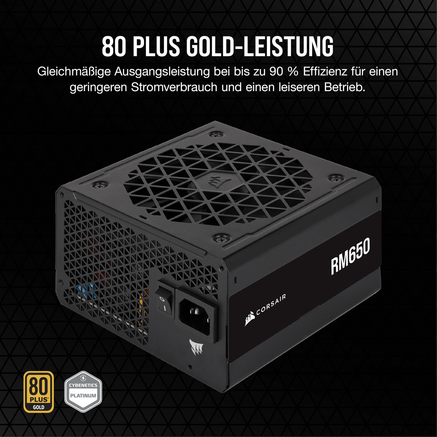 CORSAIR RM650 ATX 650W Vollmodulares Netzteil - 80 Plus Gold Zertifiziert - Geräuscharm - Zero RPM Mode - EU - Schwarz