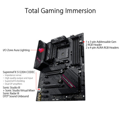 ASUS ROG Strix B550-F Gaming Mainboard Sockel AM4 (ATX, Ryzen, PCIe 4.0, Intel 2,5 Gbit/s-Ethernet, 2x M.2 mit Kühlern, SATA 6Gbit/s, USB 3.2 Gen 2, Aura Sync) Schwarz