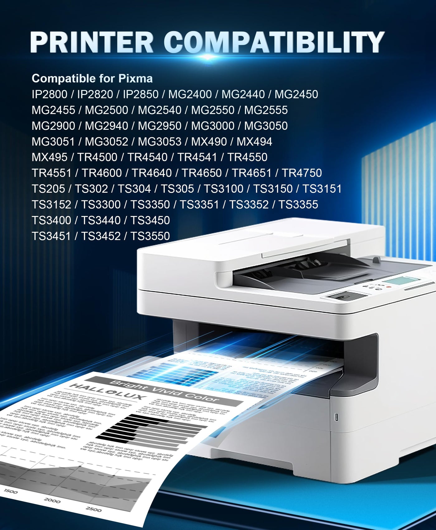 HALLOLUX 545 XL Schwarz, Ersatz für Canon Druckerpatronen PG 545 Black TS3150 Patronen Pixma MX495 TS3151 TR4550 MG2555s TS3355 TR4600 TR4551 TS3350 TS3150 MG2550s (2 Schwarz)