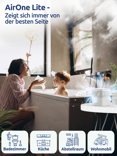 BonAura® AirOne Lite Luftentfeuchter ohne Strom mit 360° Belüftung I Raumentfeuchter mit Ausgießer & 450g Luftentfeuchter Granulat I Raum Entfeuchter für Bad & Küche bis 16m²